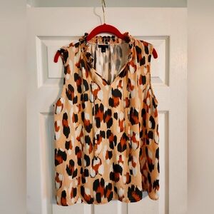 Top for spring with pink, brown and white